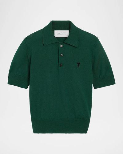 Ami Paris Ami De Coeur Wool Polo Top