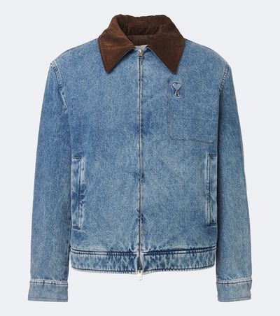 Ami Paris Ami Paris Ami de Coeur corduroy-trimmed denim jacket