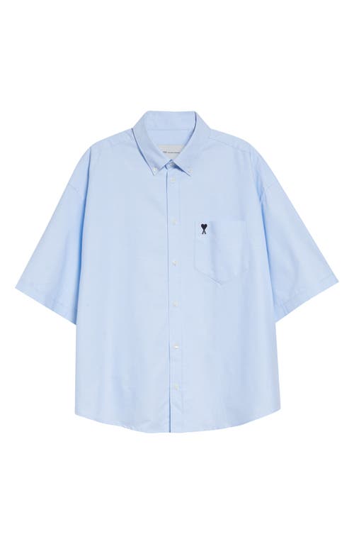 AMI PARIS AMI PARIS Ami de Coeur Embroidered Boxy Cotton Poplin Button-Up Shirt