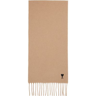 AMI Paris AMI Paris Beige Ami de Coeur Wool Scarf
