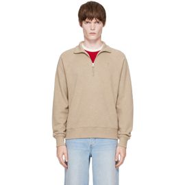 AMI Paris AMI Paris Beige Cotton Zipped Embossed Ami de Coeur Sweatshirt