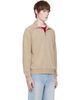AMI Paris AMI Paris Beige Cotton Zipped Embossed Ami de Coeur Sweatshirt - 2