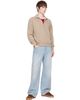 AMI Paris AMI Paris Beige Cotton Zipped Embossed Ami de Coeur Sweatshirt - 4