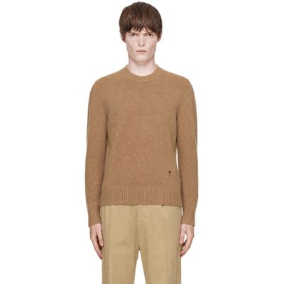 AMI Paris AMI Paris Beige Crewneck Cashmere Ami de Coeur Sweater