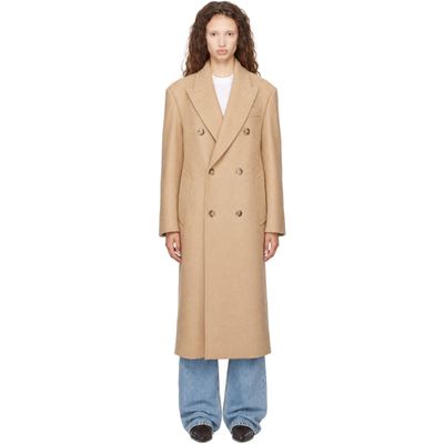 AMI Paris AMI Paris Beige Long Double-Breasted Wool Coat