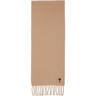 AMI Paris AMI Paris Beige Wool Ami de Coeur Scarf