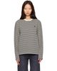 AMI Paris AMI Paris Black & Off-White Mariniere Cotton Ami De Coeur T-shirt - 1