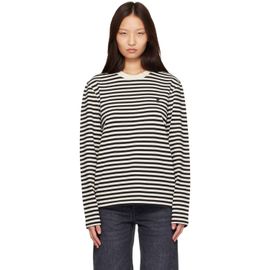 AMI Paris AMI Paris Black & Off-White Mariniere Cotton Ami De Coeur T-shirt
