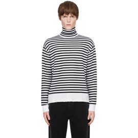 AMI Paris AMI Paris Black & White Sailor Wool & Silk Turtleneck
