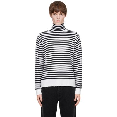 AMI Paris AMI Paris Black & White Sailor Wool & Silk Turtleneck