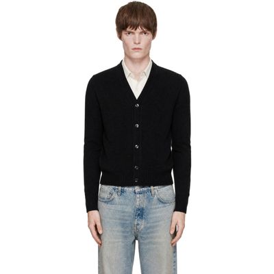 AMI Paris AMI Paris Black Cashmere Tonal Ami de Coeur Cardigan