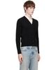 AMI Paris AMI Paris Black Cashmere Tonal Ami de Coeur Cardigan - 2