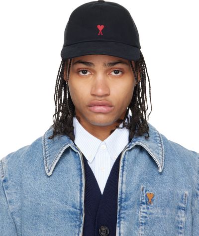 AMI Paris AMI Paris Black Cotton Ami de Coeur Embroidery Cap