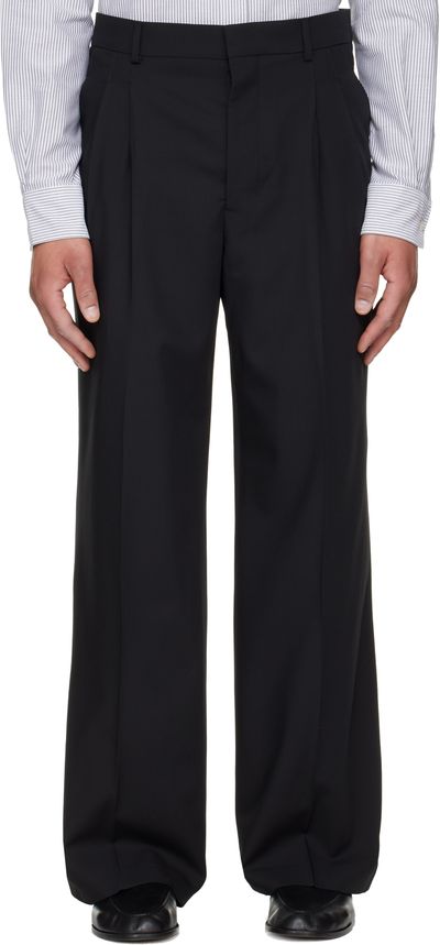 AMI Paris AMI Paris Black New Wool Low Waist Wide Trousers