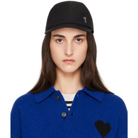 AMI Paris AMI Paris Black Nylon Cotton Ami de Coeur Stud Cap
