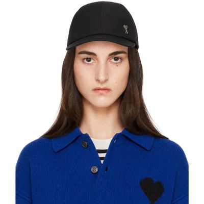 AMI Paris AMI Paris Black Nylon Cotton Ami de Coeur Stud Cap