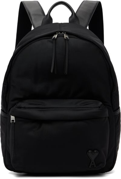 AMI Paris AMI Paris Black Nylon Marcel Backpack