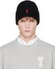 AMI Paris AMI Paris Black Wool Ami De Coeur Beanie - 1