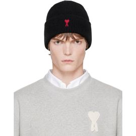 AMI Paris AMI Paris Black Wool Ami De Coeur Beanie