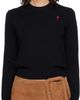AMI Paris AMI Paris Black Wool Ami De Coeur Crewneck Sweater - 1