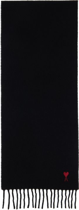 AMI Paris AMI Paris Black Wool Ami de Coeur Scarf