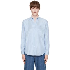 AMI Paris AMI Paris Blue Boxy Striped Cotton Ami de Coeur Shirt