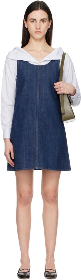 AMI Paris AMI Paris Blue Cotton Short Strapped Denim Minidress