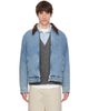 AMI Paris AMI Paris Blue Zipped Ami de Coeur Velvet Collar Denim Jacket - 1