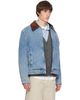 AMI Paris AMI Paris Blue Zipped Ami de Coeur Velvet Collar Denim Jacket - 2