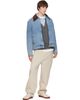 AMI Paris AMI Paris Blue Zipped Ami de Coeur Velvet Collar Denim Jacket - 4