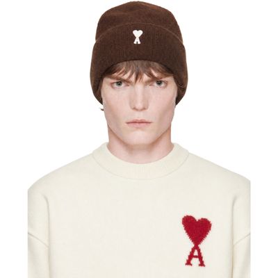 AMI Paris AMI Paris Brown Alpaca Ami de Coeur Beanie