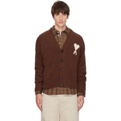 AMI Paris AMI Paris Brown Alpaca Ami de Coeur Cardigan