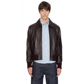 AMI Paris AMI Paris Brown Lamb Leather Zipped Jacket