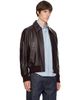 AMI Paris AMI Paris Brown Lamb Leather Zipped Jacket - 2