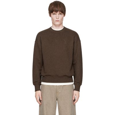 AMI Paris AMI Paris Brown Tonal Embossed Ami de Coeur Sweatshirt