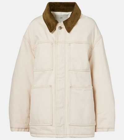 Ami Paris Ami Paris Corduroy-trimmed cotton twill field jacket