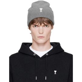 AMI Paris AMI Paris Gray Alpaca Ami de Coeur Beanie