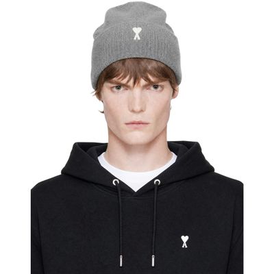 AMI Paris AMI Paris Gray Alpaca Ami de Coeur Beanie