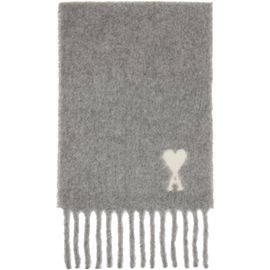 AMI Paris AMI Paris Gray Ami de Coeur Alpaca Scarf