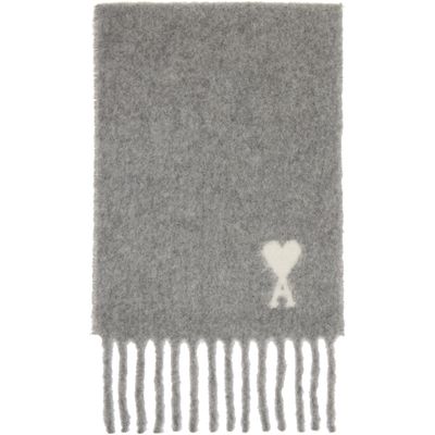 AMI Paris AMI Paris Gray Ami de Coeur Alpaca Scarf