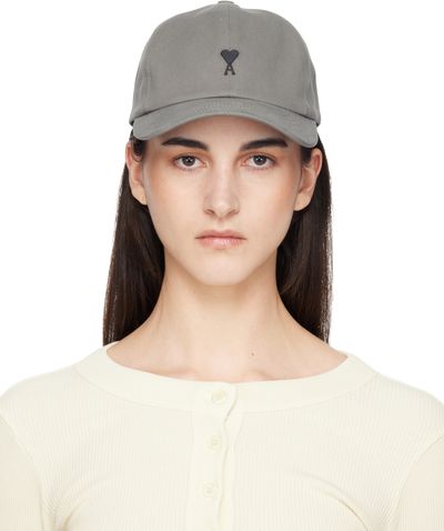 AMI Paris AMI Paris Gray Cotton Ami de Coeur Embroidery Cap