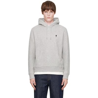 AMI Paris AMI Paris Gray Cotton Ami de Coeur Hoodie