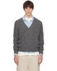 AMI Paris AMI Paris Gray V-Neck Ami Cardigan - 1