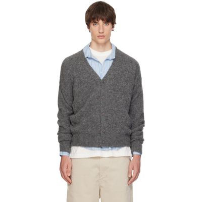 AMI Paris AMI Paris Gray V-Neck Ami Cardigan