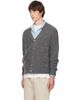 AMI Paris AMI Paris Gray V-Neck Ami Cardigan - 4