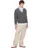 AMI Paris AMI Paris Gray V-Neck Ami Cardigan - 5