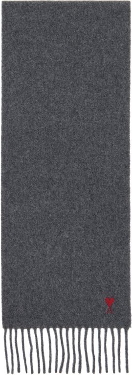AMI Paris AMI Paris Gray Wool Ami De Coeur Scarf