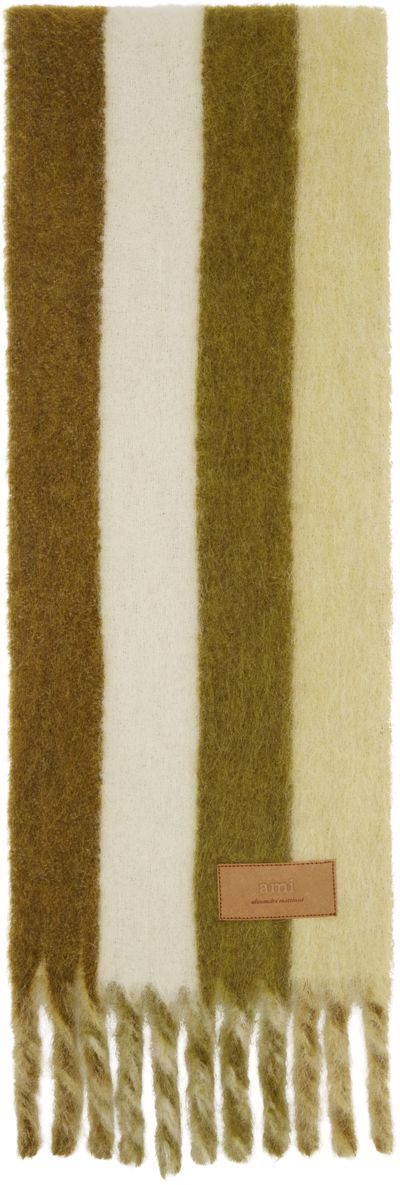 AMI Paris AMI Paris Green Striped Alpaca Scarf