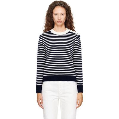 AMI Paris AMI Paris Navy & Off-White Sailor Striped Wool Crewneck Sweater