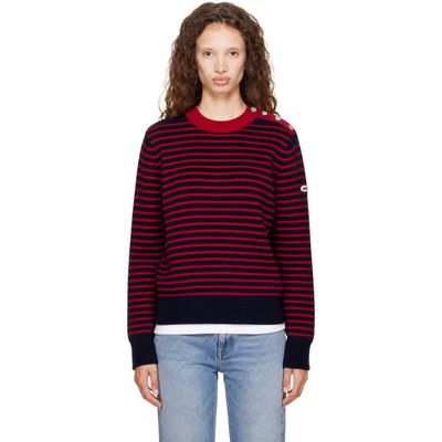 AMI Paris AMI Paris Navy & Red Sailor Striped Wool Crewneck Sweater
